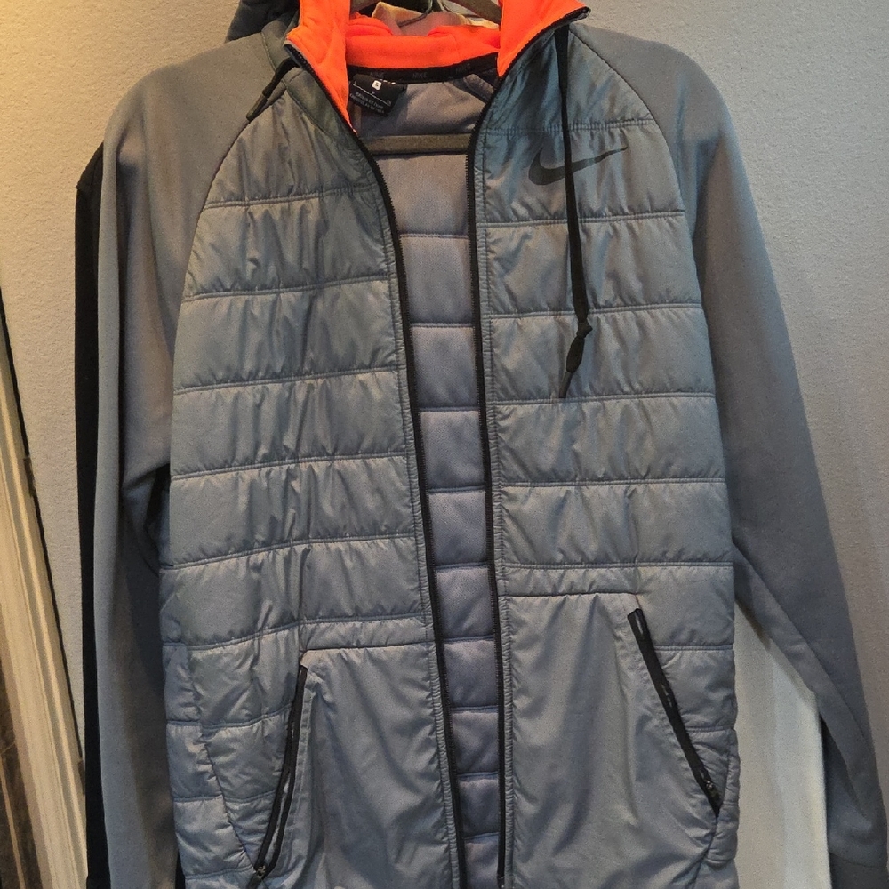 Nike Men's Blue and Orange Puffer Jacket